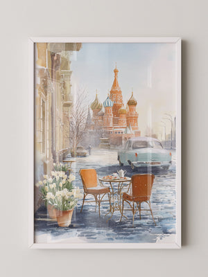 Kreml Winter Café Aquarell