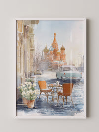 Kreml Winter Café Aquarell