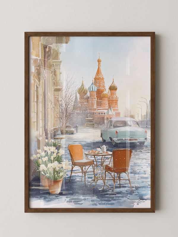 Kreml Winter Café Aquarell