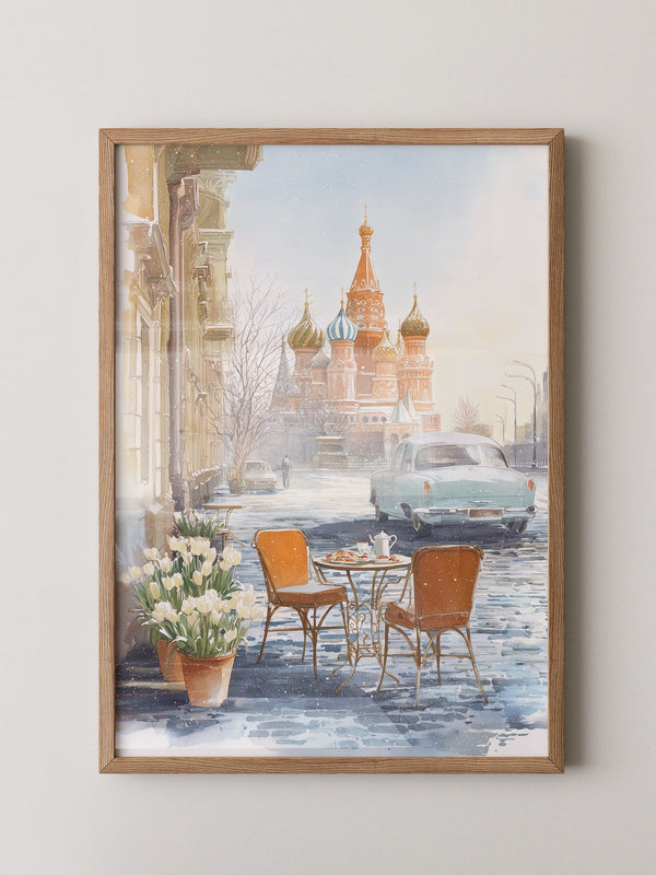 Kreml Winter Café Aquarell