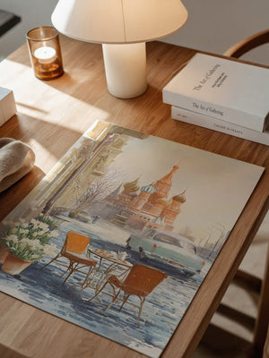 Kreml Winter Café Aquarell