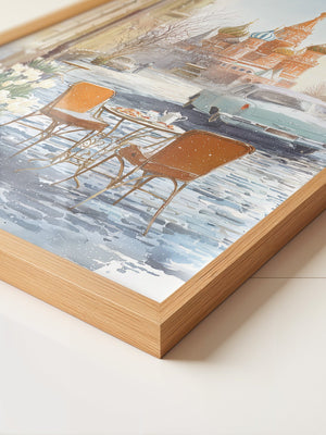 Kreml Winter Café Aquarell