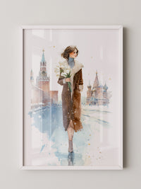 Frau Tulpen Schneelandschaft