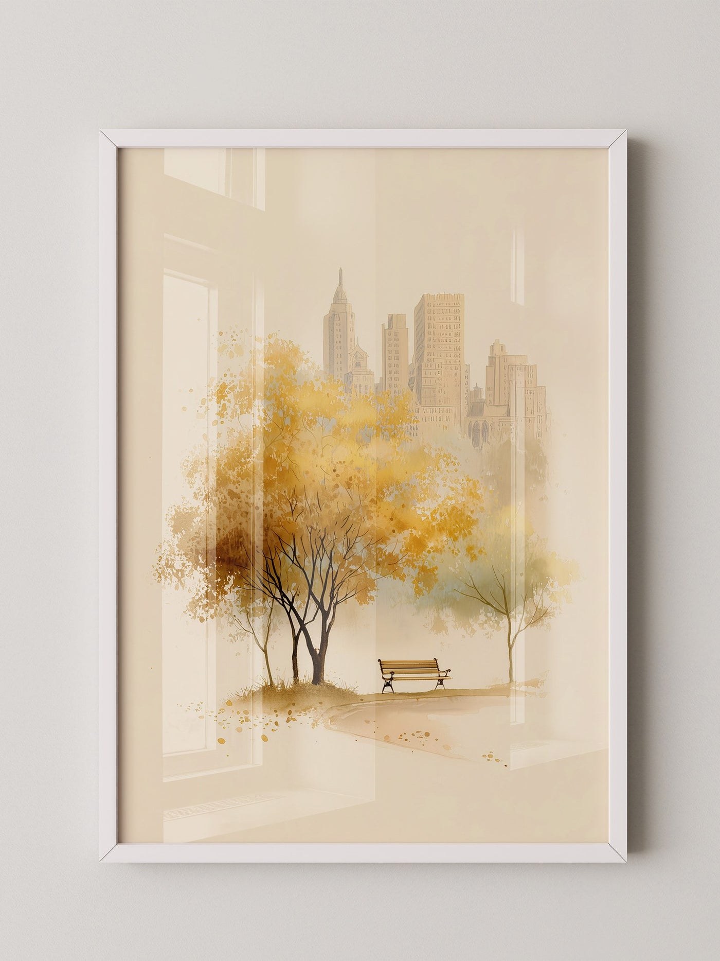 Stadtpark Herbst Aquarell