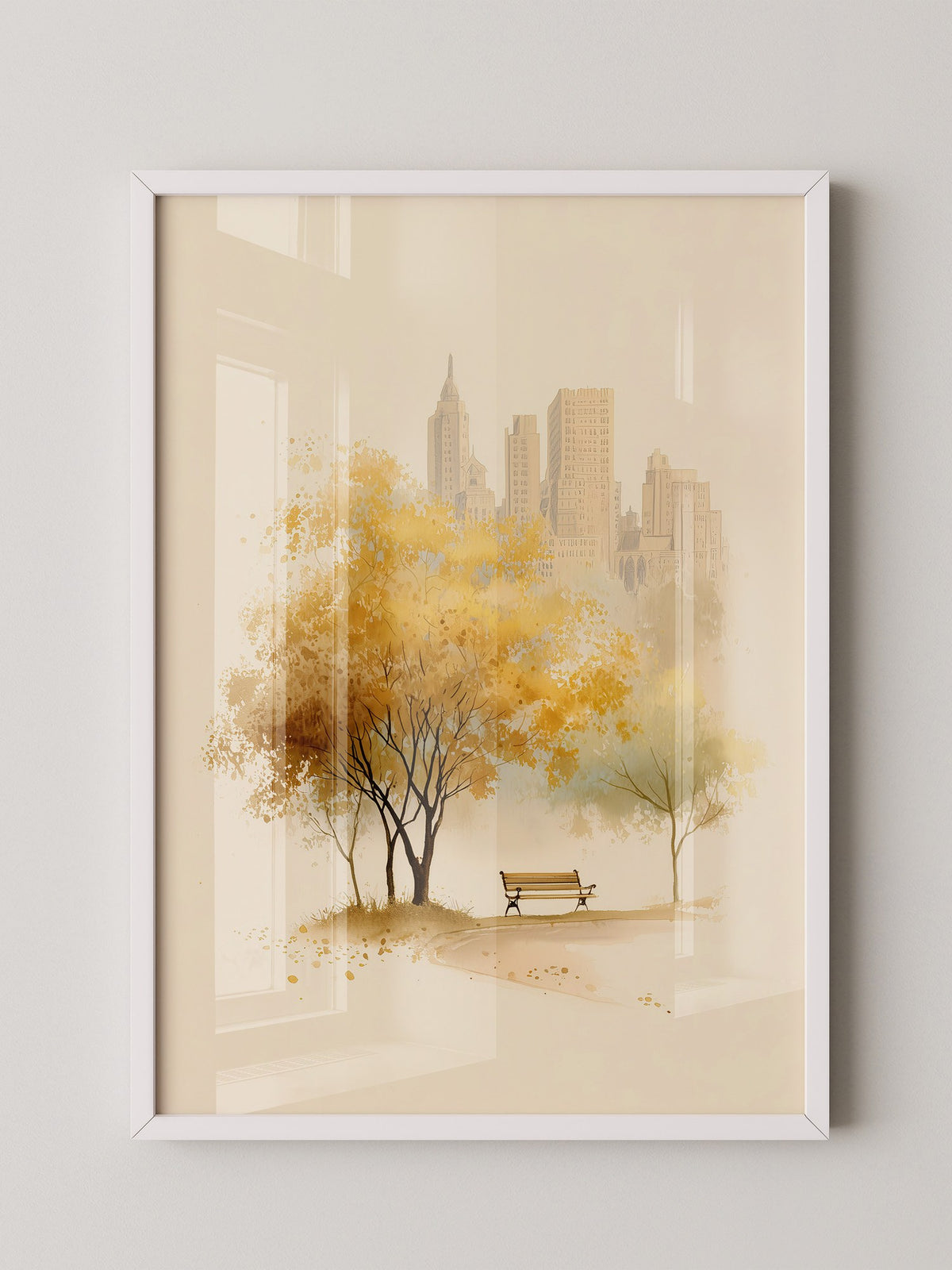 Stadtpark Herbst Aquarell