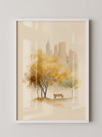 Stadtpark Herbst Aquarell