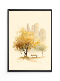 Stadtpark Herbst Aquarell