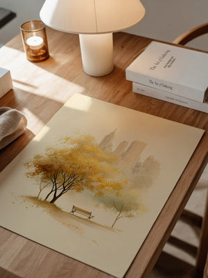 Stadtpark Herbst Aquarell