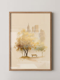 Stadtpark Herbst Aquarell
