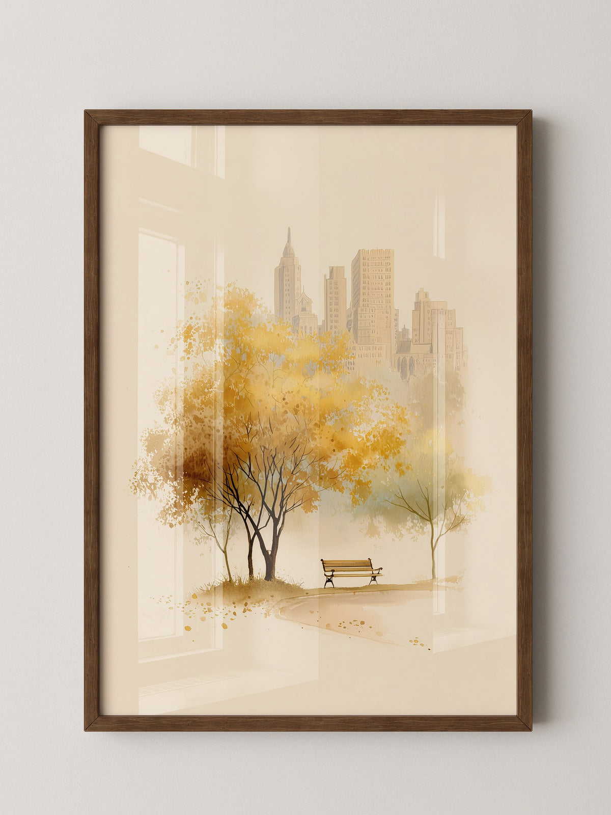 Stadtpark Herbst Aquarell