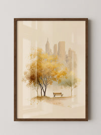 Stadtpark Herbst Aquarell