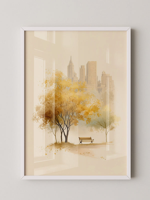 Stadtpark Herbst Aquarell