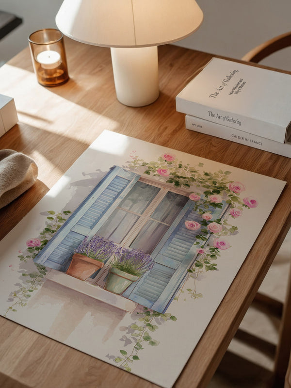 Fensterladen Rosen Aquarell