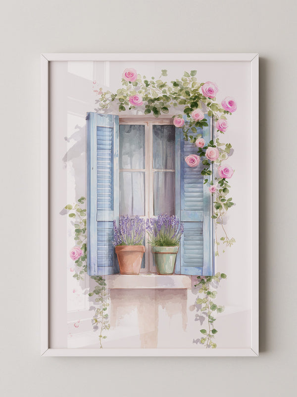 Fensterladen Rosen Aquarell
