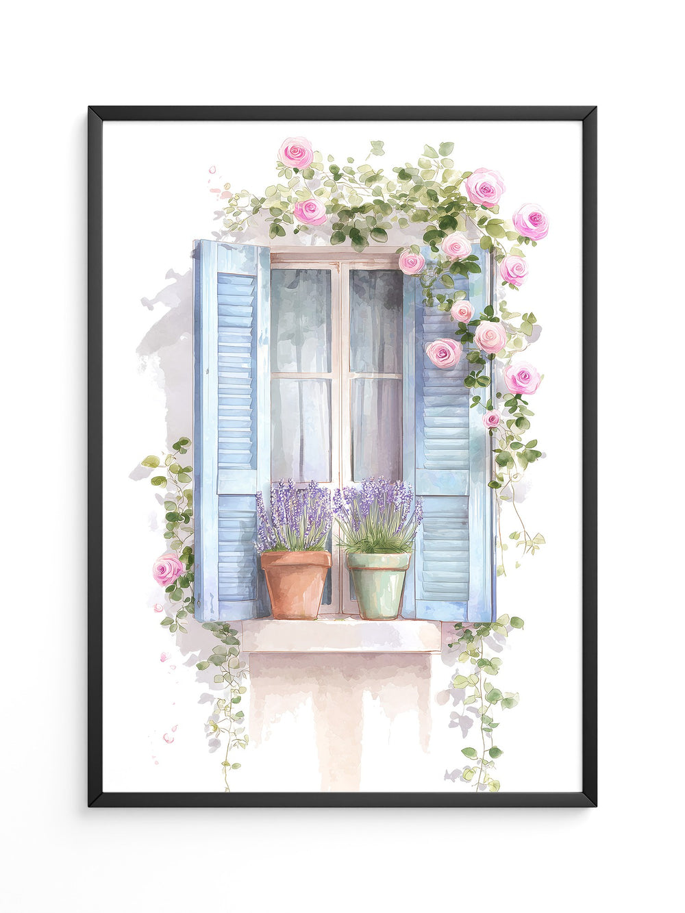 Fensterladen Rosen Aquarell