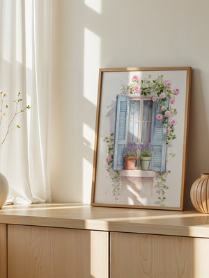 Fensterladen Rosen Aquarell