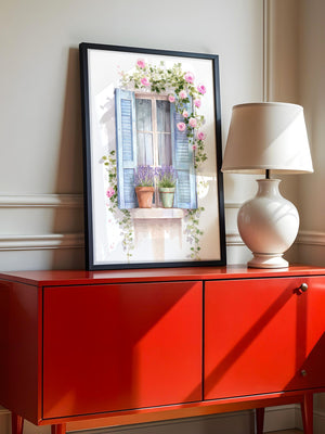 Fensterladen Rosen Aquarell