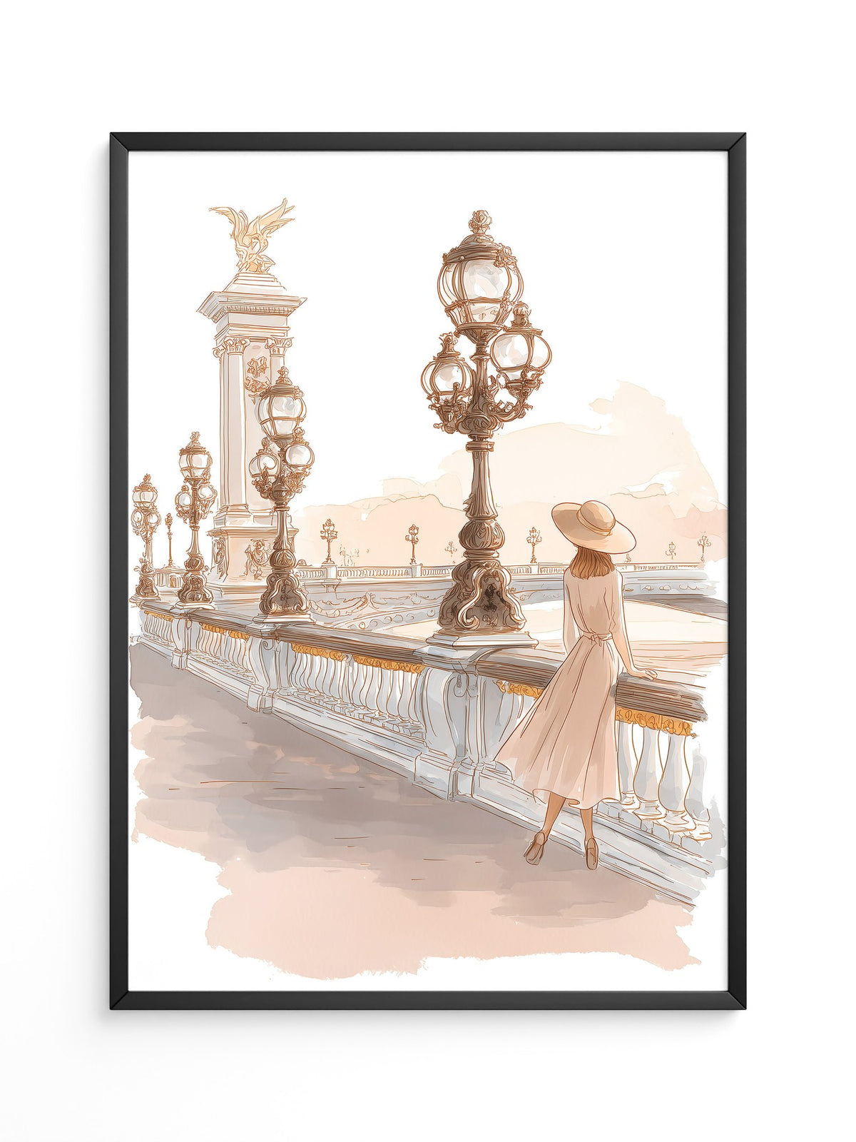Brücke Frau pastellfarben