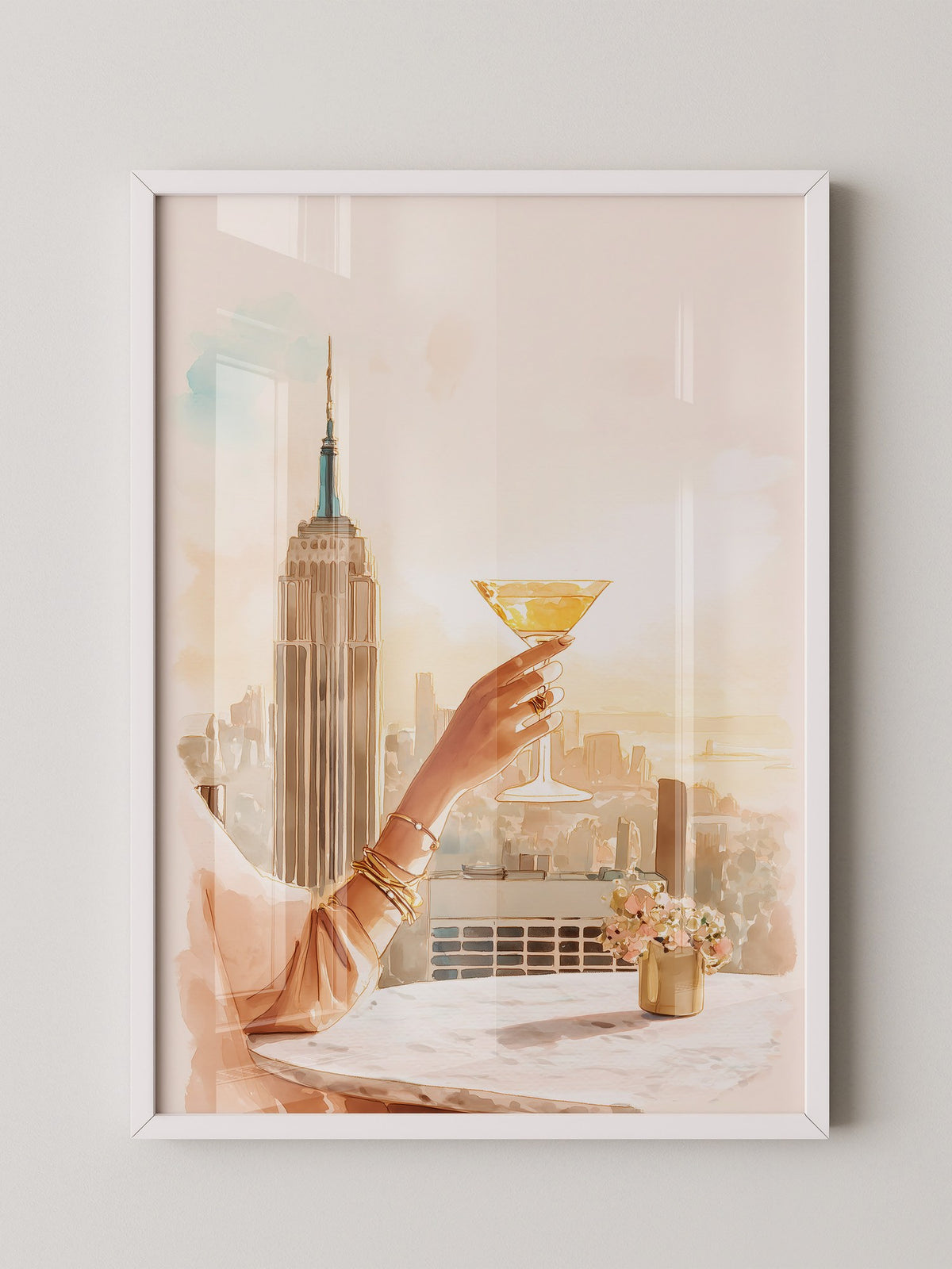 Cocktail Hand New York City Pastell