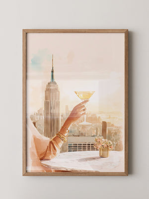Cocktail Hand New York City Pastell