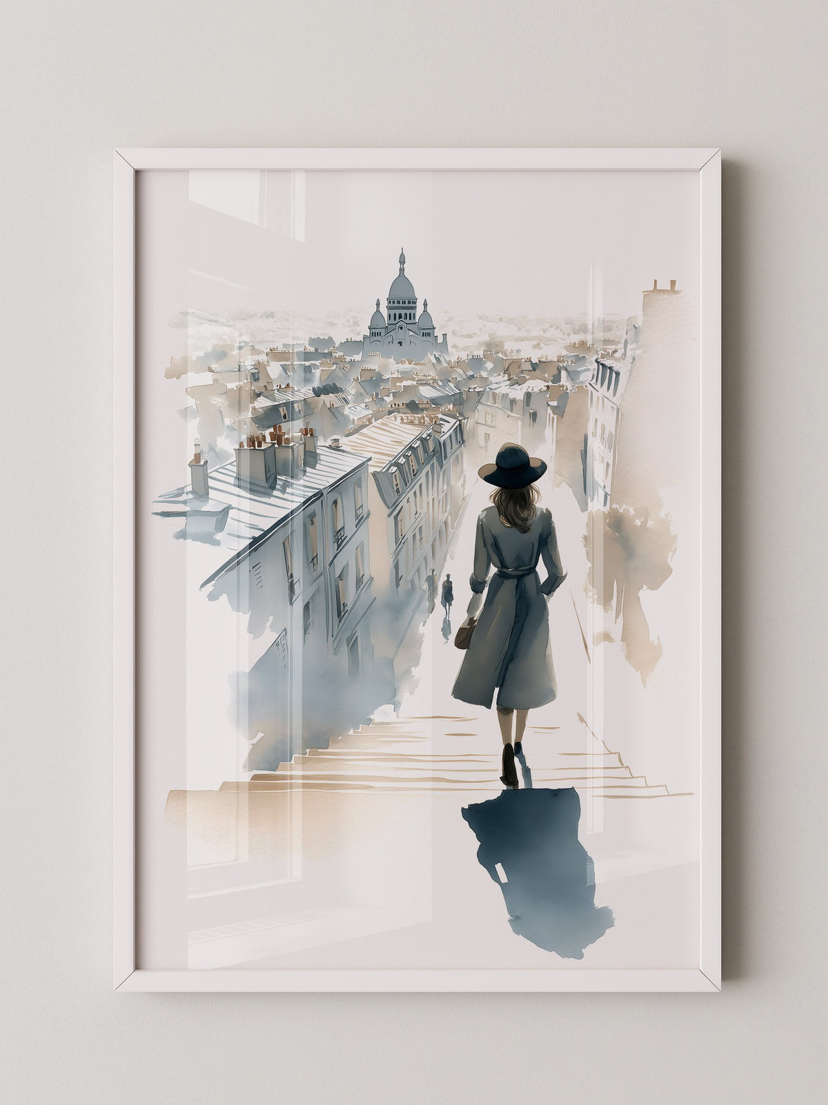 Frau in Paris Aquarellperspektive