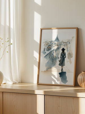 Frau in Paris Aquarellperspektive