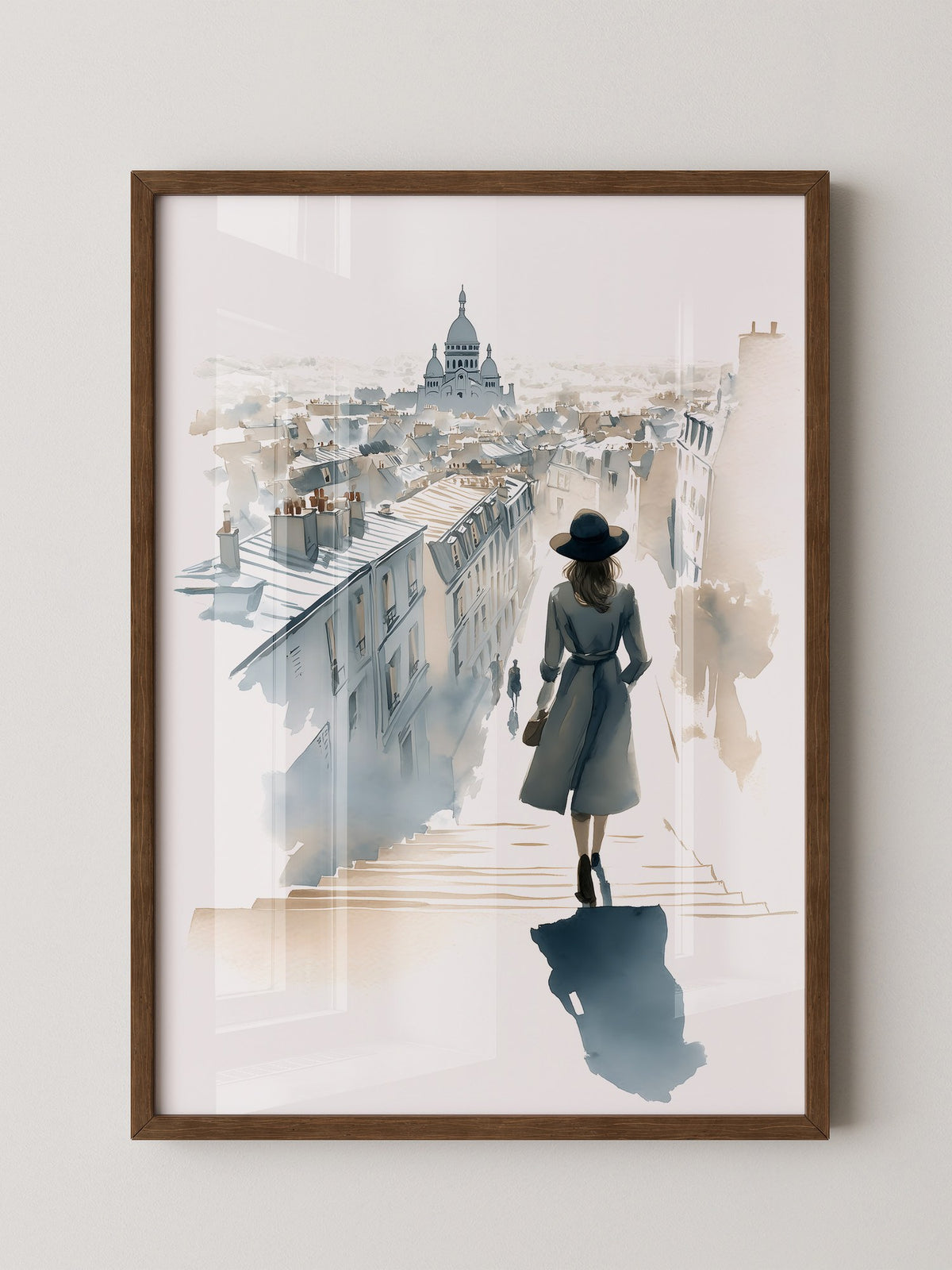 Frau in Paris Aquarellperspektive