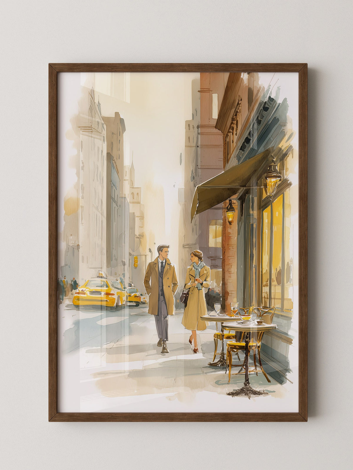 Städtisches Paar Aquarellspaziergang