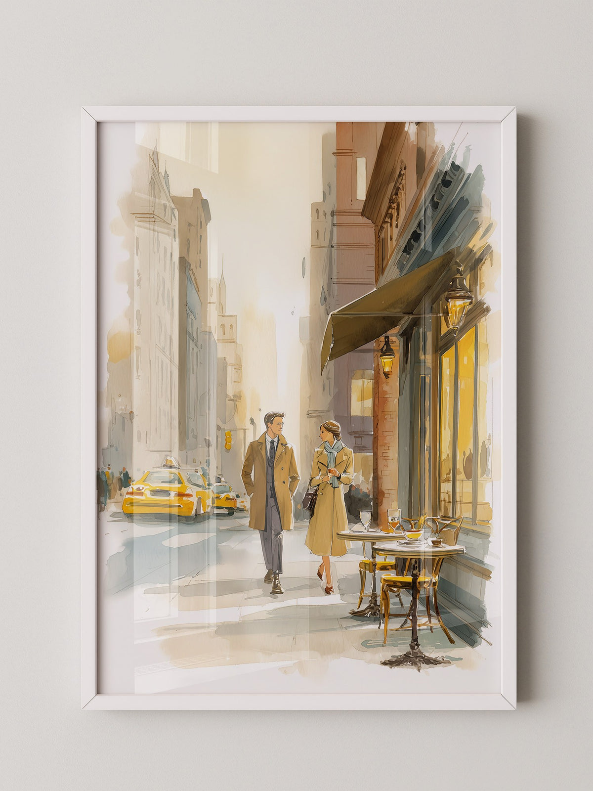 Städtisches Paar Aquarellspaziergang