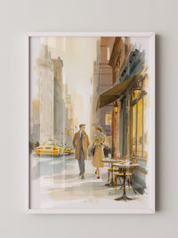 Städtisches Paar Aquarellspaziergang