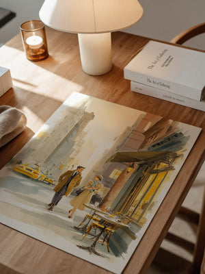 Städtisches Paar Aquarellspaziergang