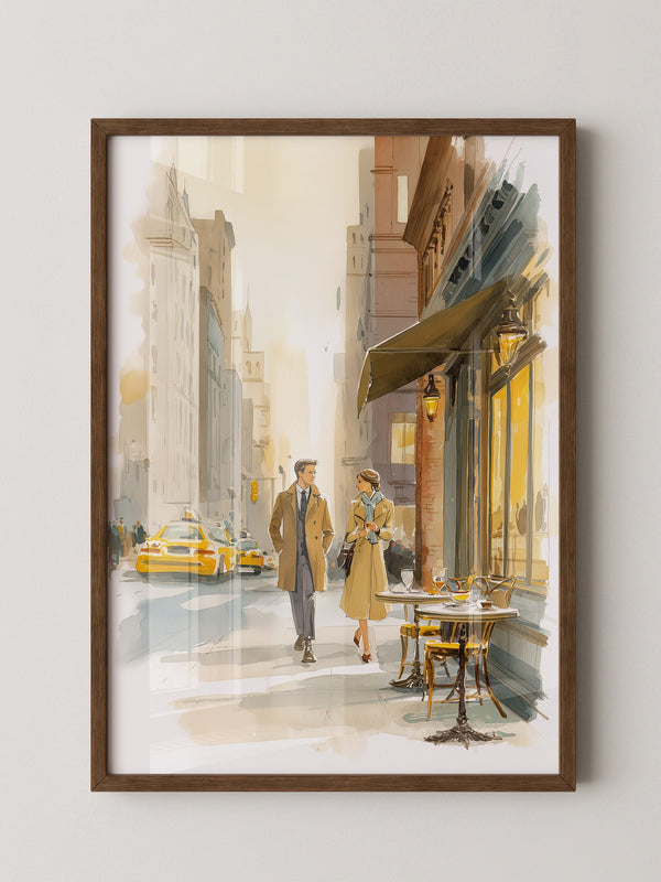 Städtisches Paar Aquarellspaziergang