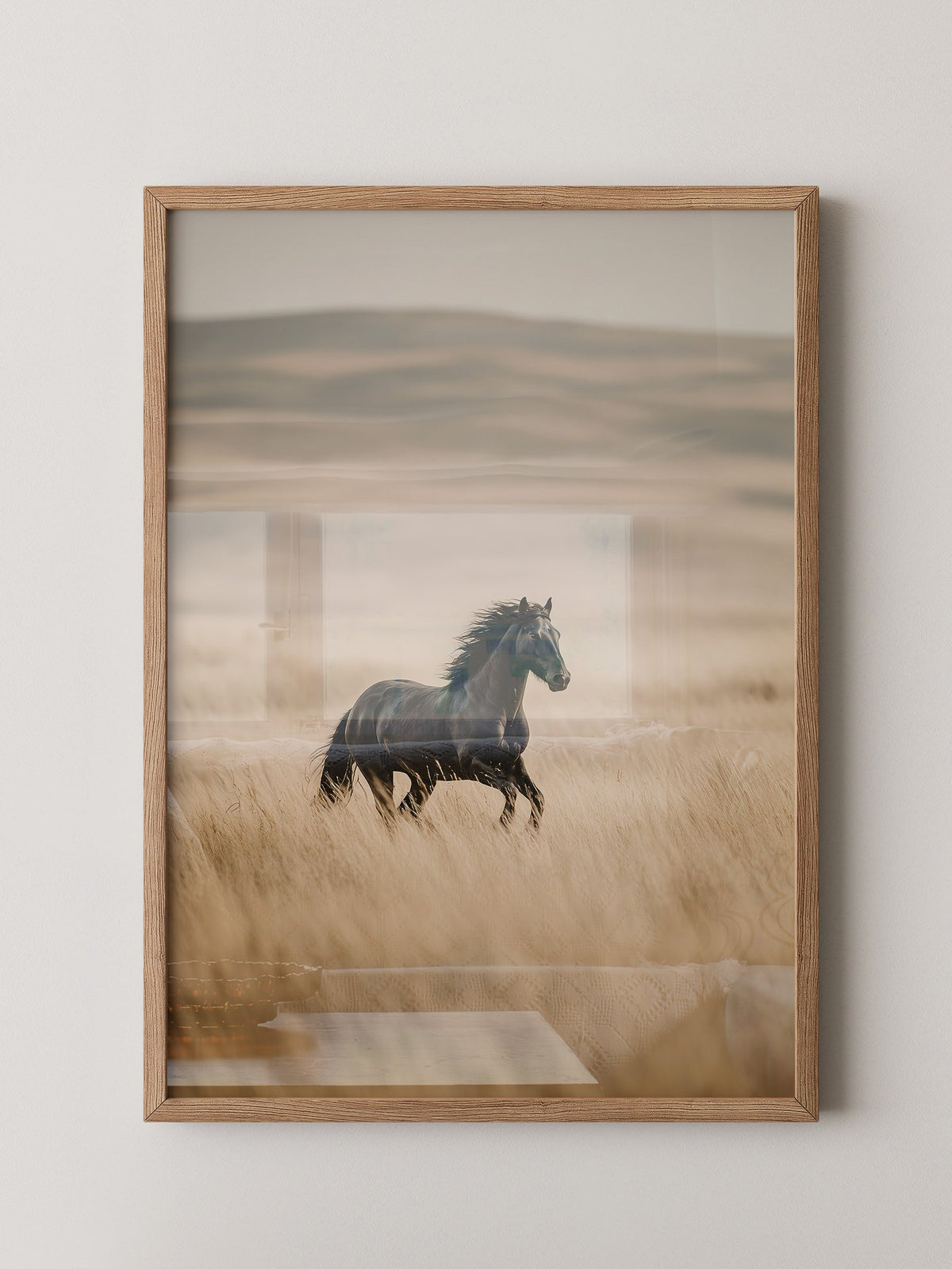 Schwarzer Hengst goldene Steppe
