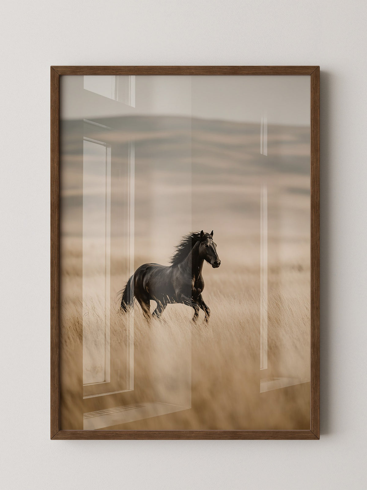 Schwarzer Hengst goldene Steppe