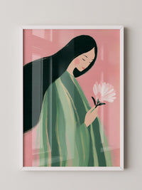 Frau mit Blume Pastellfarben