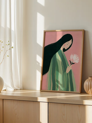 Frau mit Blume Pastellfarben