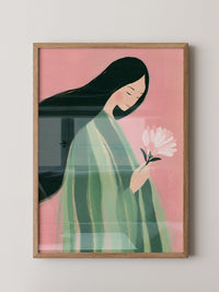 Frau mit Blume Pastellfarben