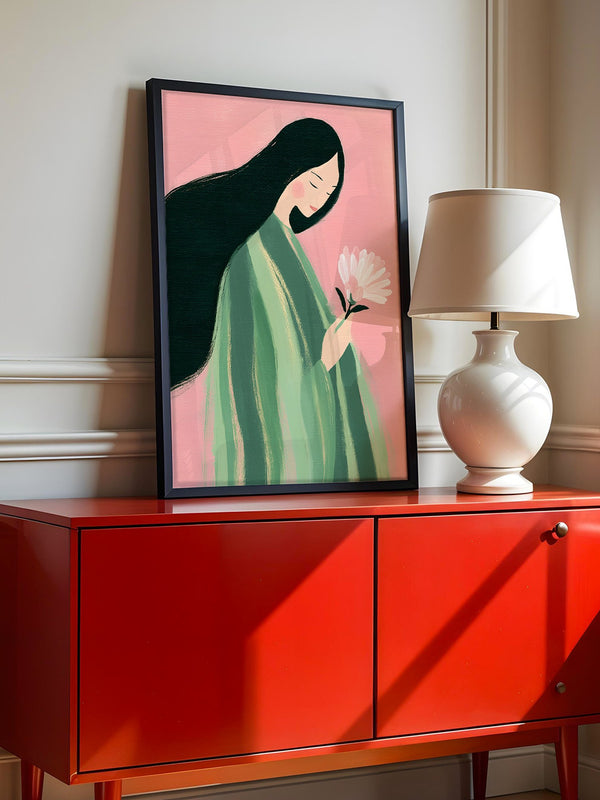 Frau mit Blume Pastellfarben