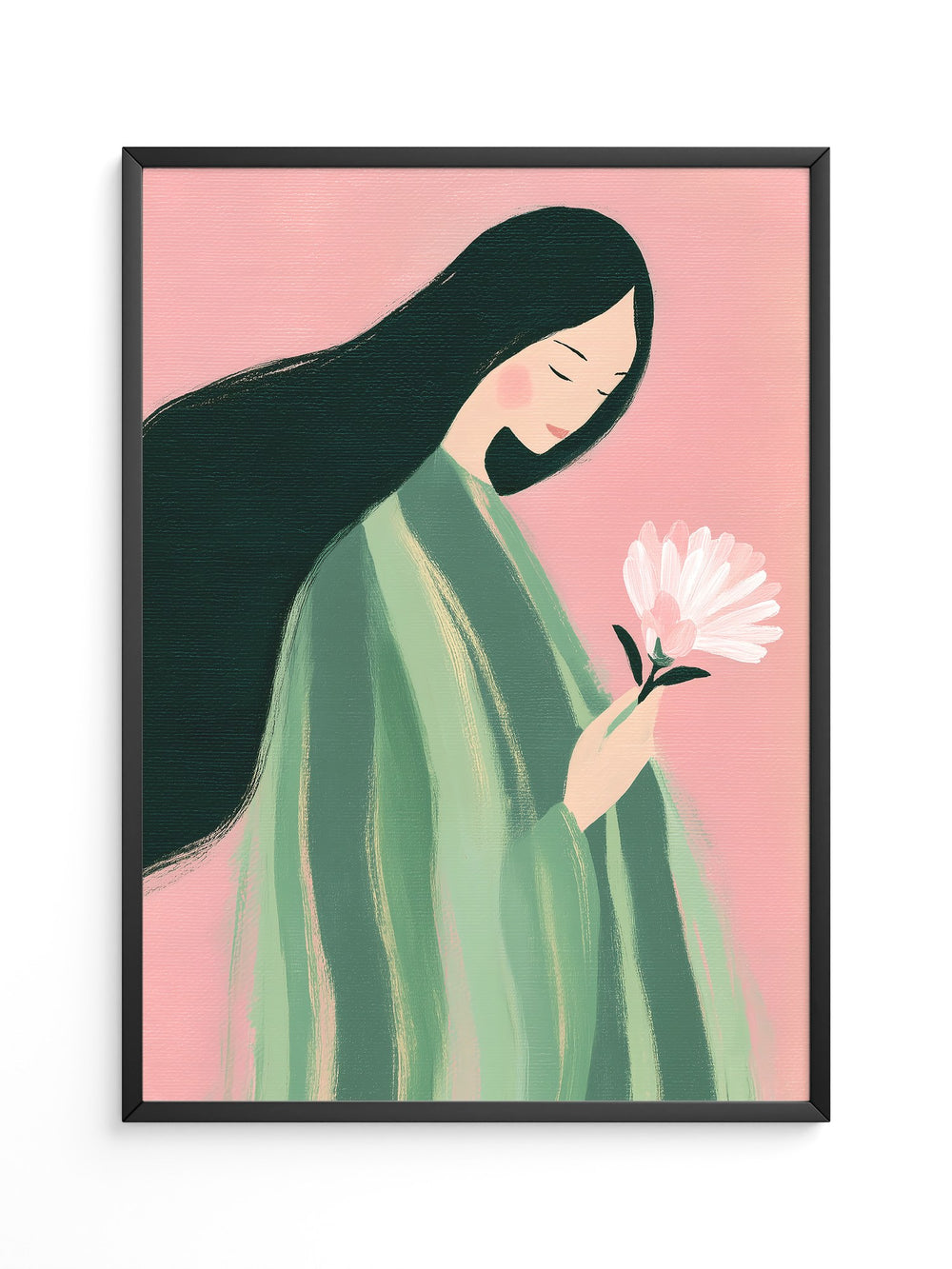 Frau mit Blume Pastellfarben