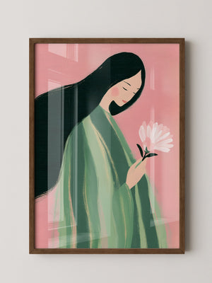 Frau mit Blume Pastellfarben