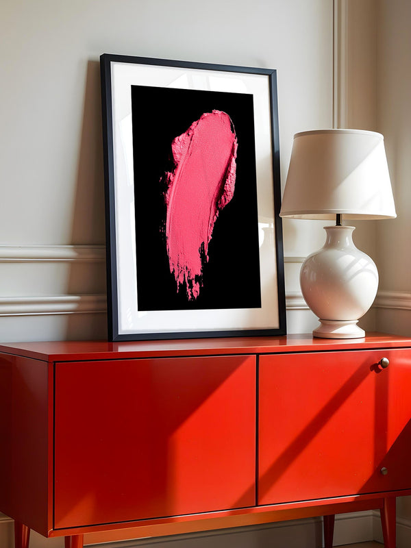Pinker Pinselstrich Abstrakt Schwarz