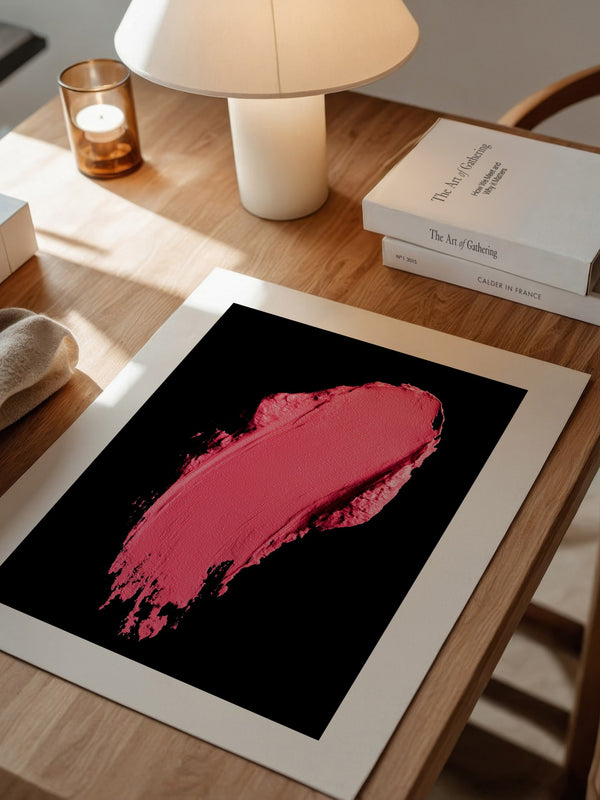 Pinker Pinselstrich Abstrakt Schwarz