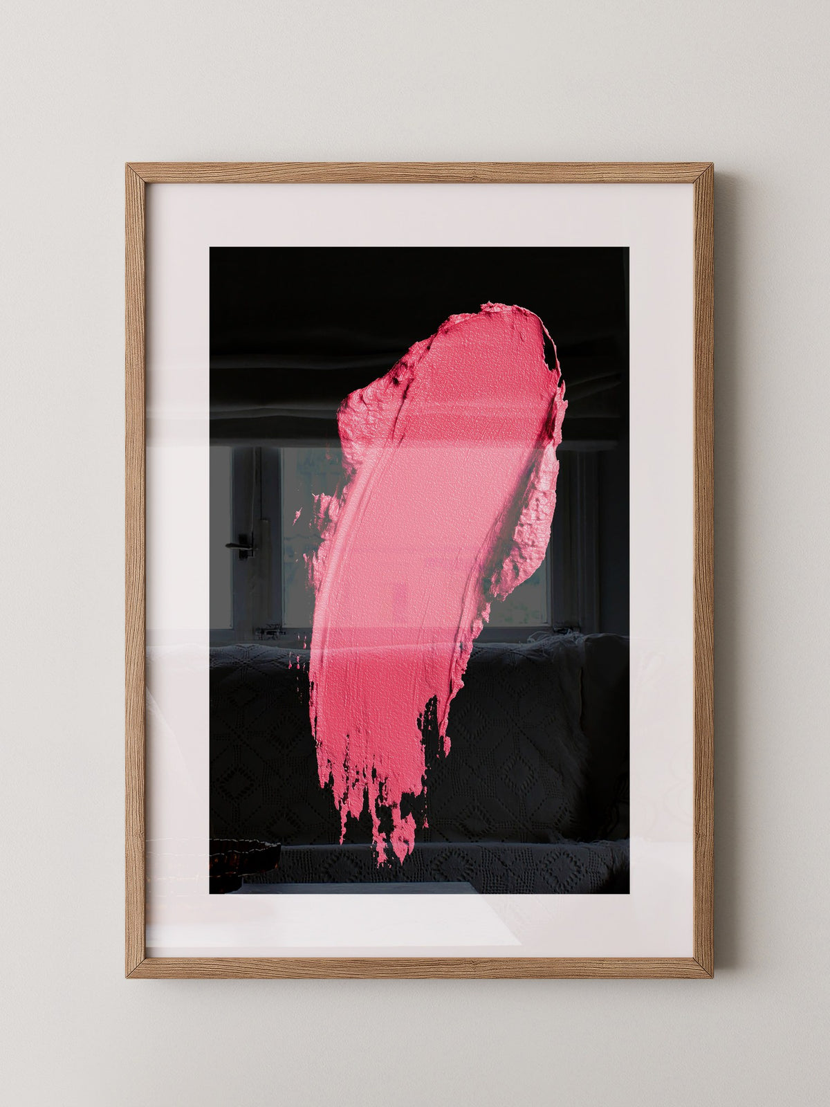 Pinker Pinselstrich Abstrakt Schwarz
