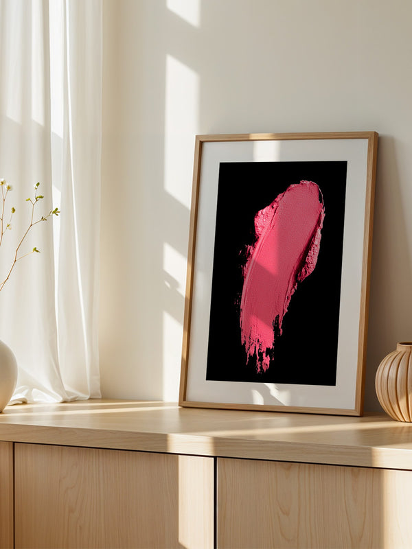 Pinker Pinselstrich Abstrakt Schwarz
