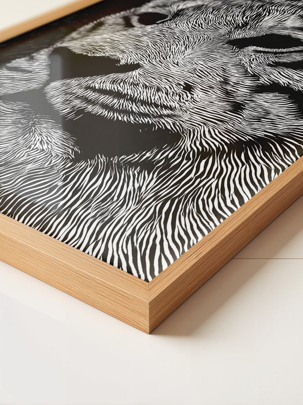 Tigerkopf Kunstvolles Schwarzweiß