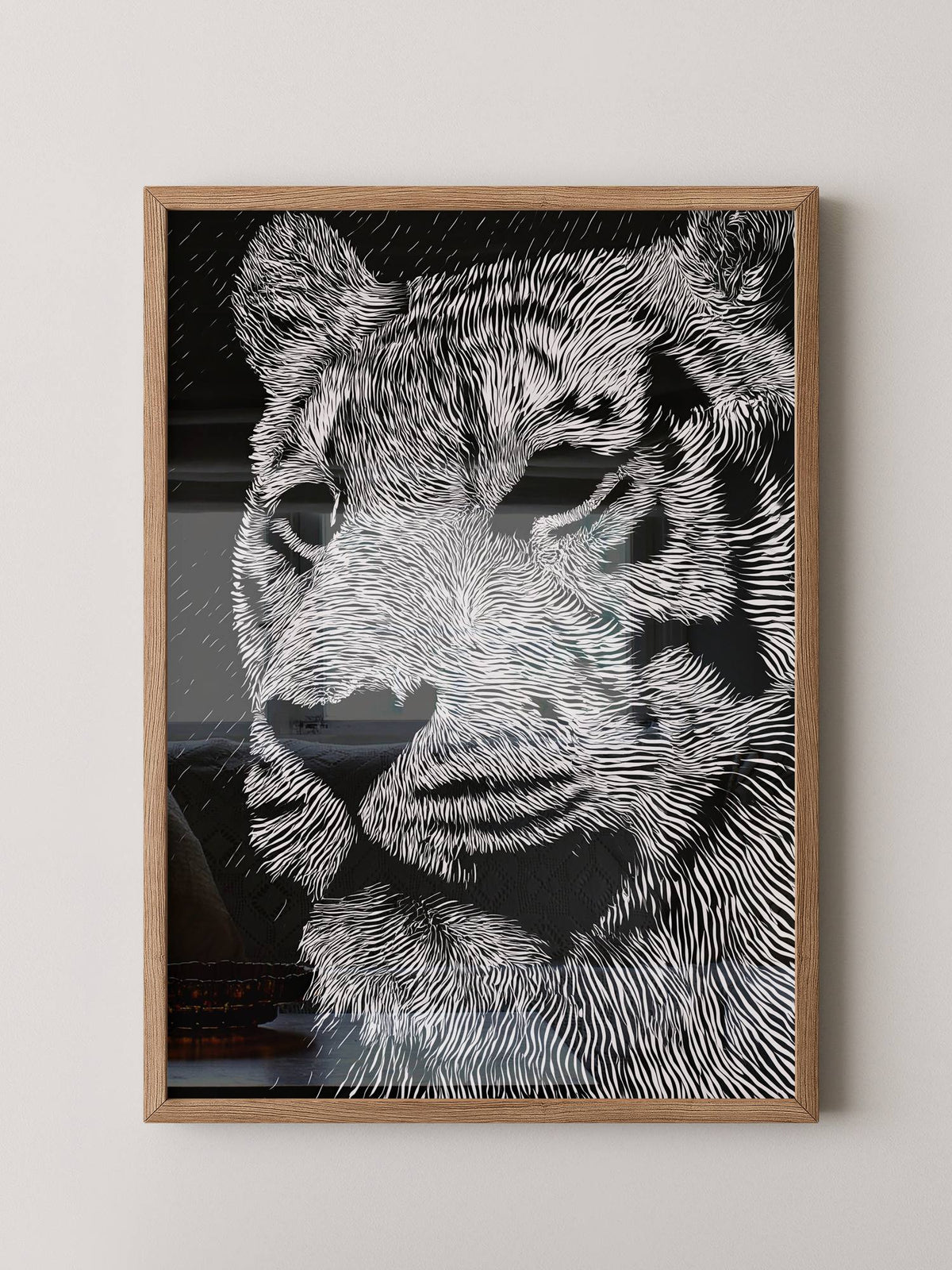 Tigerkopf Kunstvolles Schwarzweiß