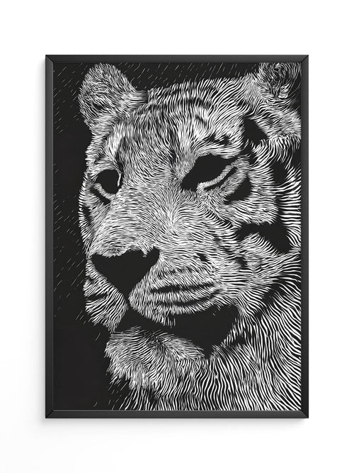 Tigerkopf Kunstvolles Schwarzweiß