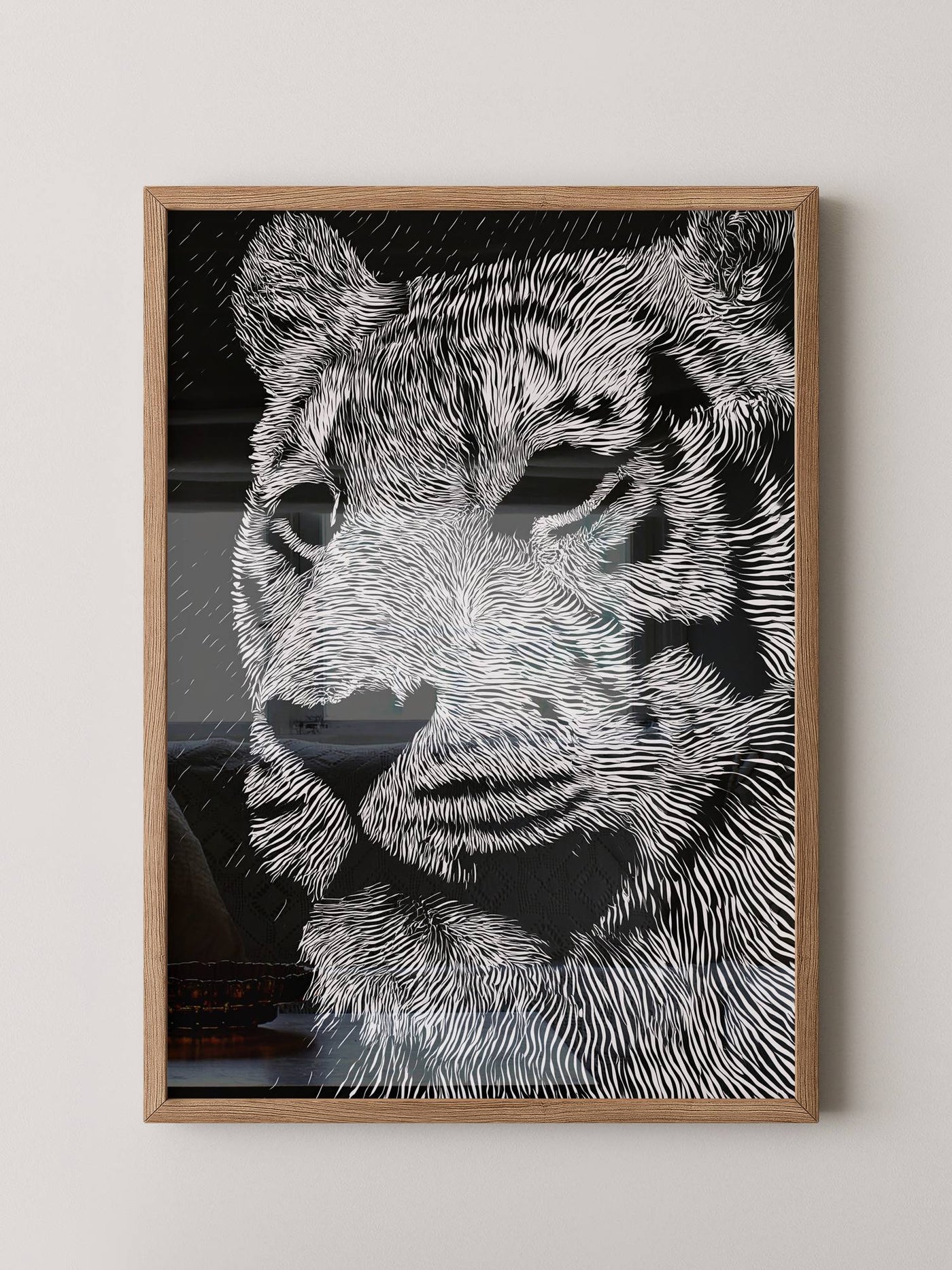 Tigerkopf Kunstvolles Schwarzweiß