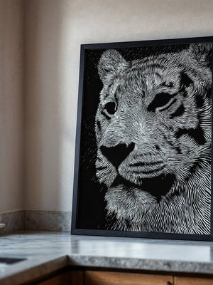 Tigerkopf Kunstvolles Schwarzweiß