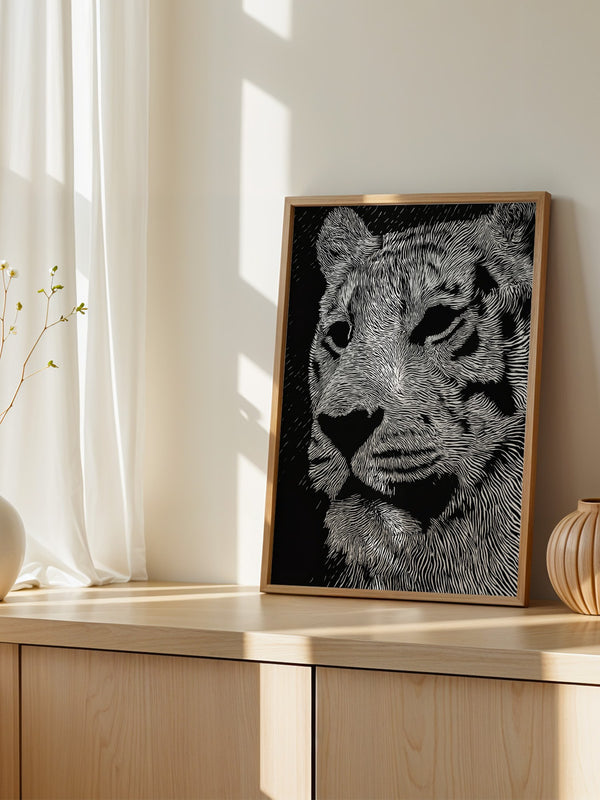 Tigerkopf Kunstvolles Schwarzweiß